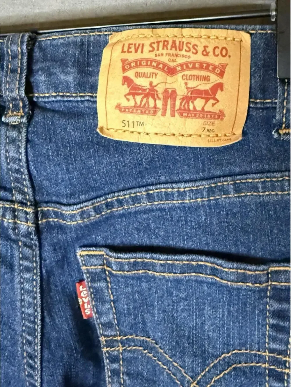 Slim Performance Boys 7 Regular Blue Denim Jeans Adjustable Waist Levi's 511